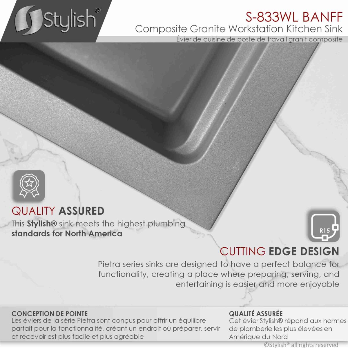 STYLISH S-833WL BANFF 33-inch Dual Mount Workstation - Image 3