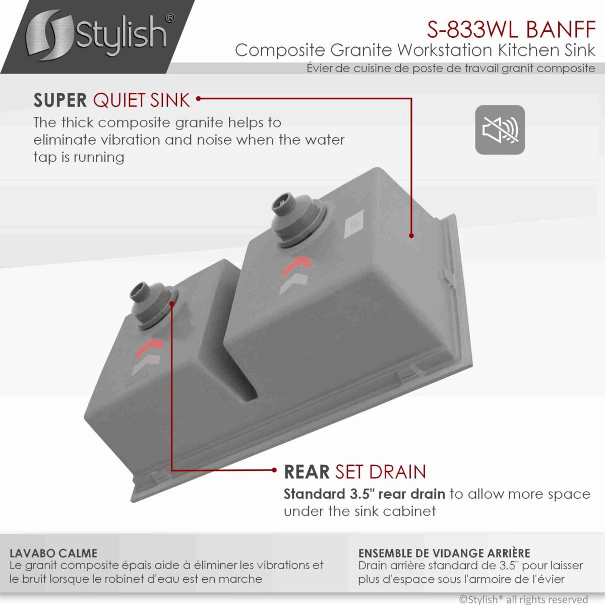 STYLISH S-833WL BANFF 33-inch Dual Mount Workstation - Image 4