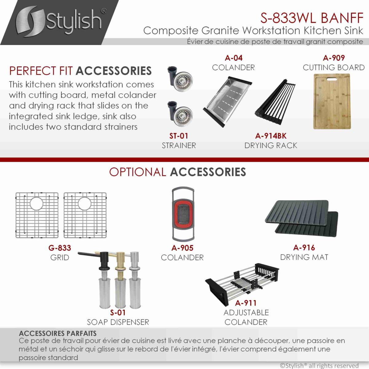 STYLISH S-833WL BANFF 33-inch Dual Mount Workstation - Image 5