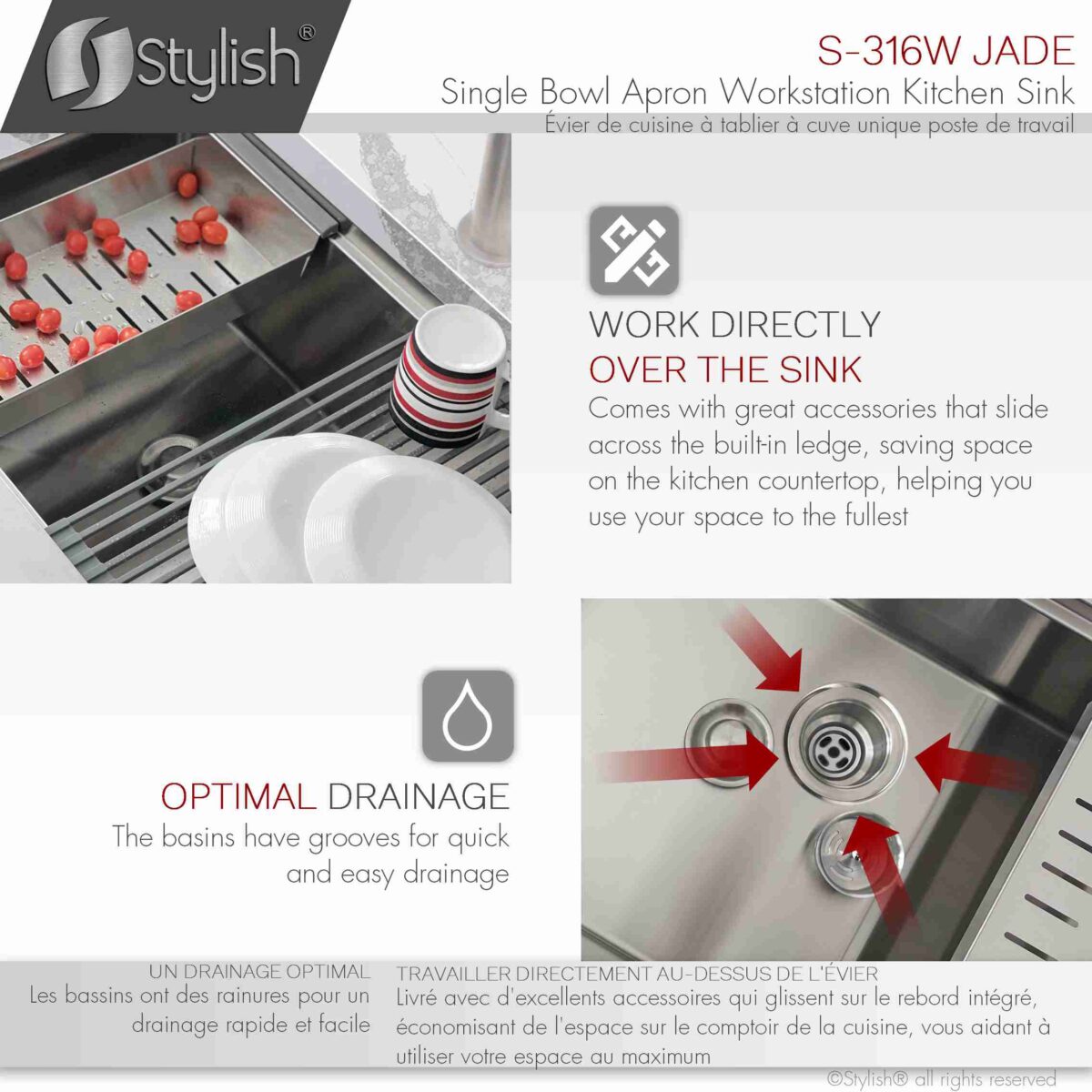 STYLISH S-316W JADE 30-inch Apron Kitchen Sink - Image 5