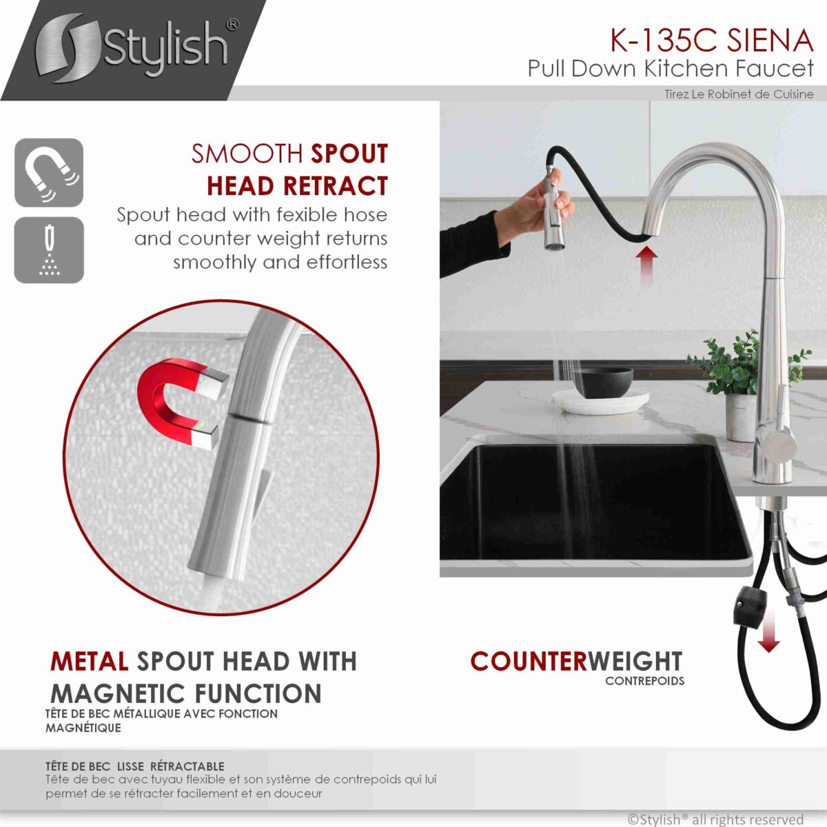 STYLISH K-135C SIENA Kitchen Sink Faucet - Image 6