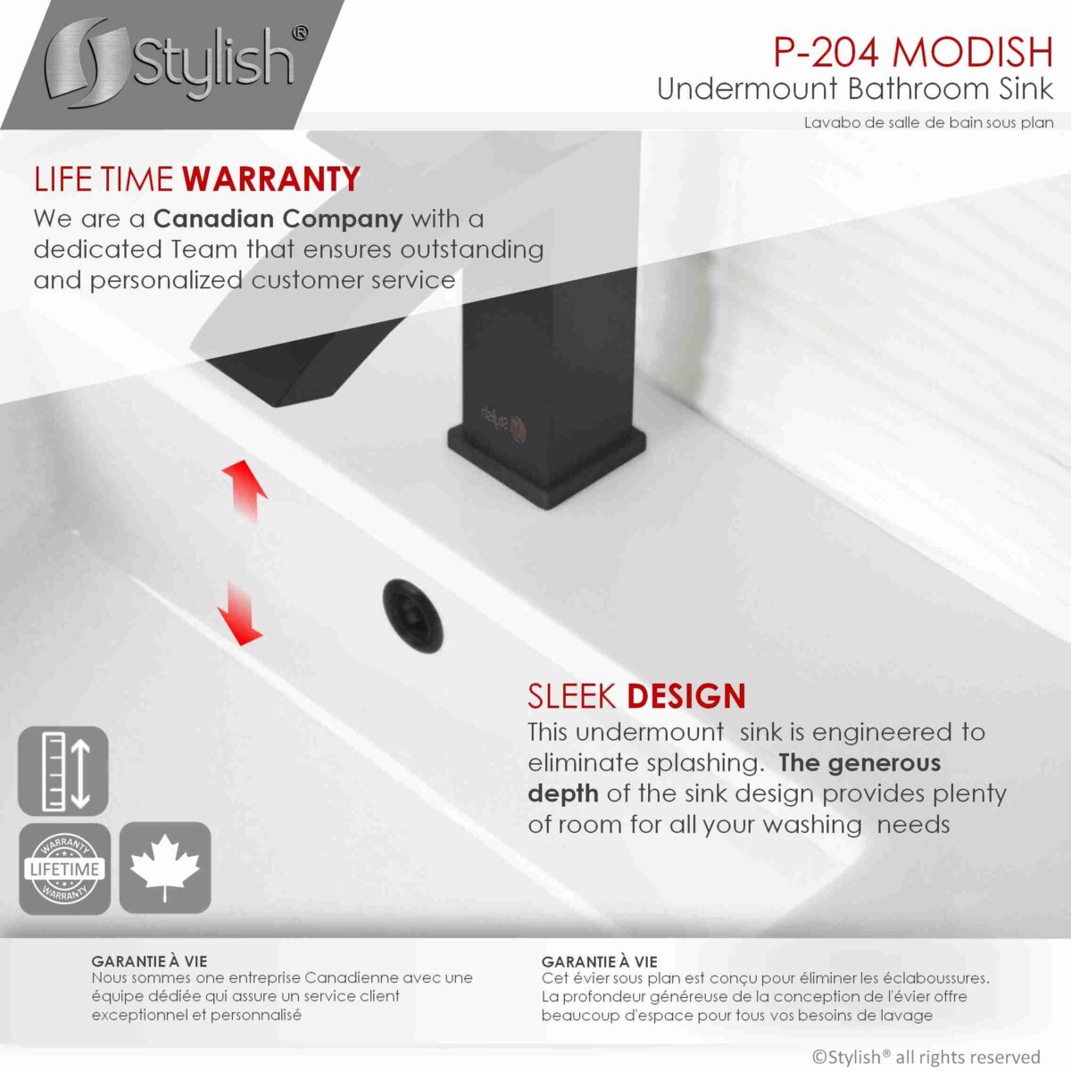 STYLISH P-204 MODISH 20-inch Undermount Bathroom Sink - Image 7