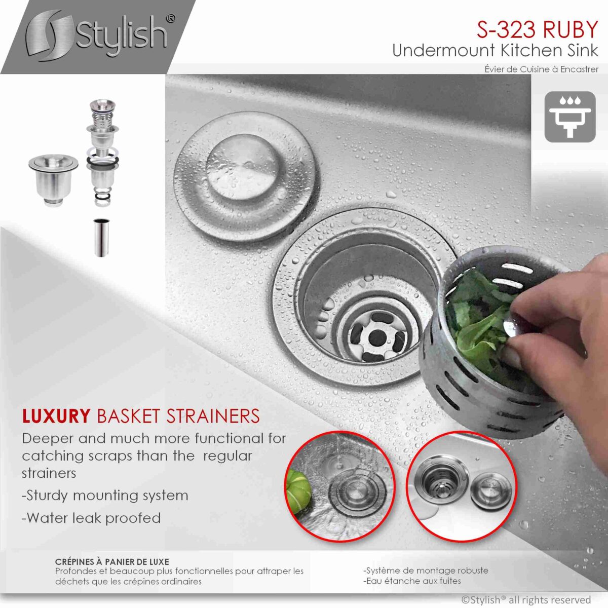 STYLISH S-323XG RUBY 32-inch Undermount Kitchen Sink - Image 7