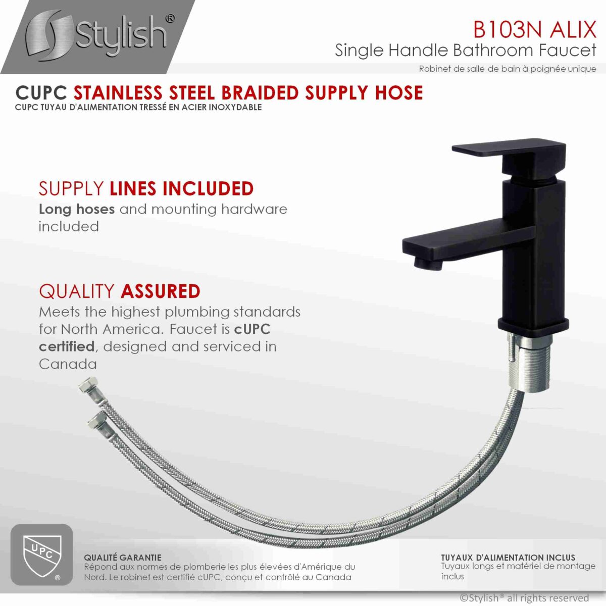 STYLISH B-103N Single Handle Bathroom Faucet - Image 10