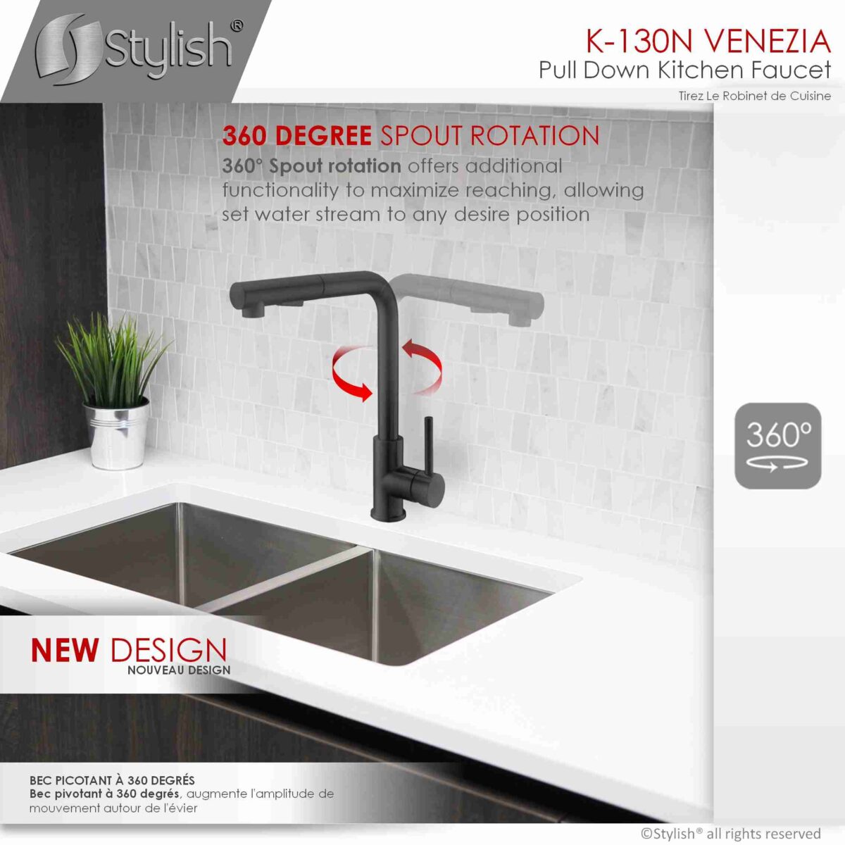 STYLISH K-130N Kitchen Sink Faucet - Image 3