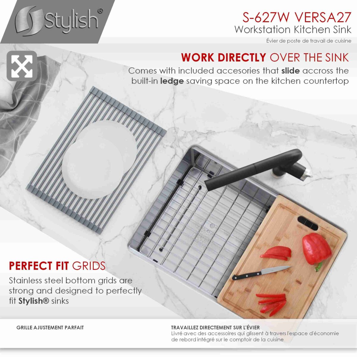 STYLISH S-627W VERSA 27-inch Workstation Single Bowl - Image 6
