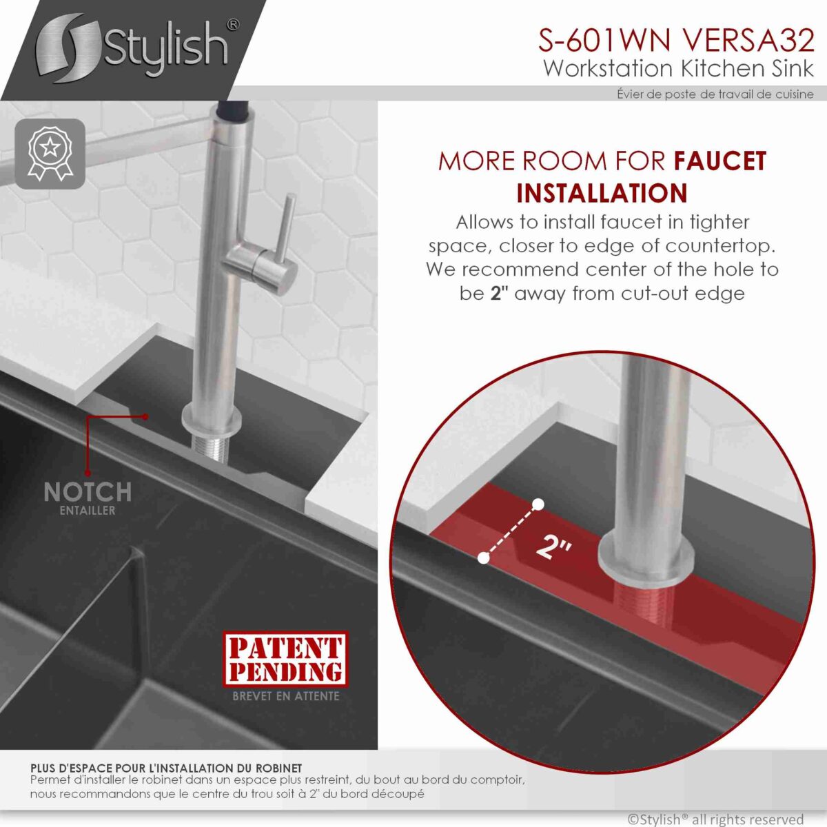 STYLISH S-601WN VERSA 32-inch Workstation Kitchen Sink - Image 13