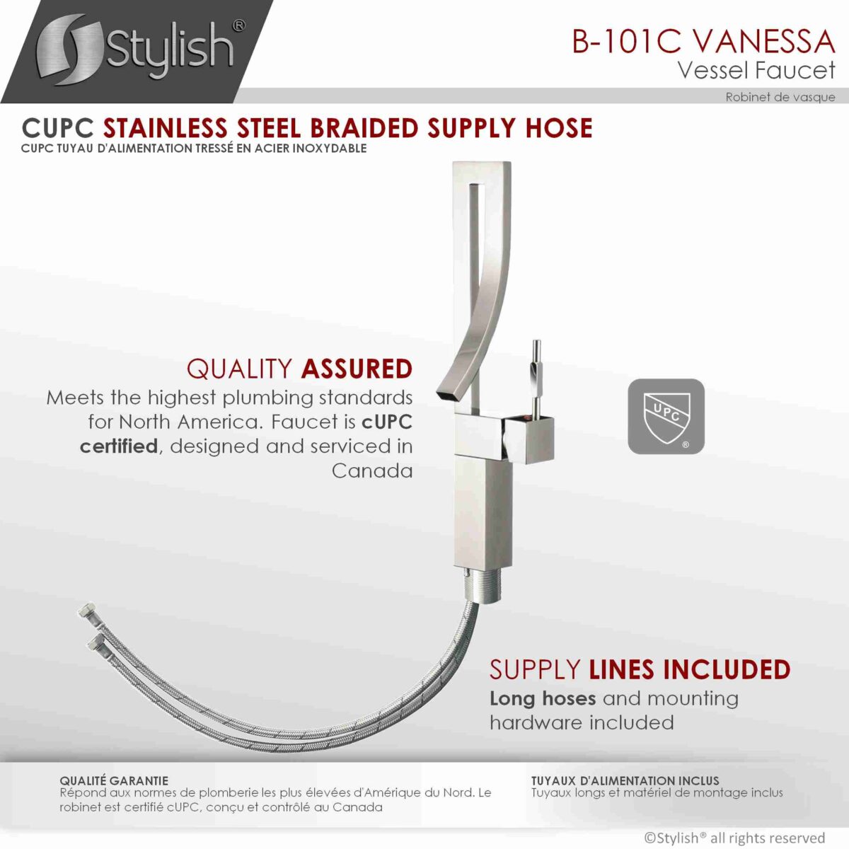 STYLISH B-101C VANESSA Single Handle Bathroom Faucet - Image 10