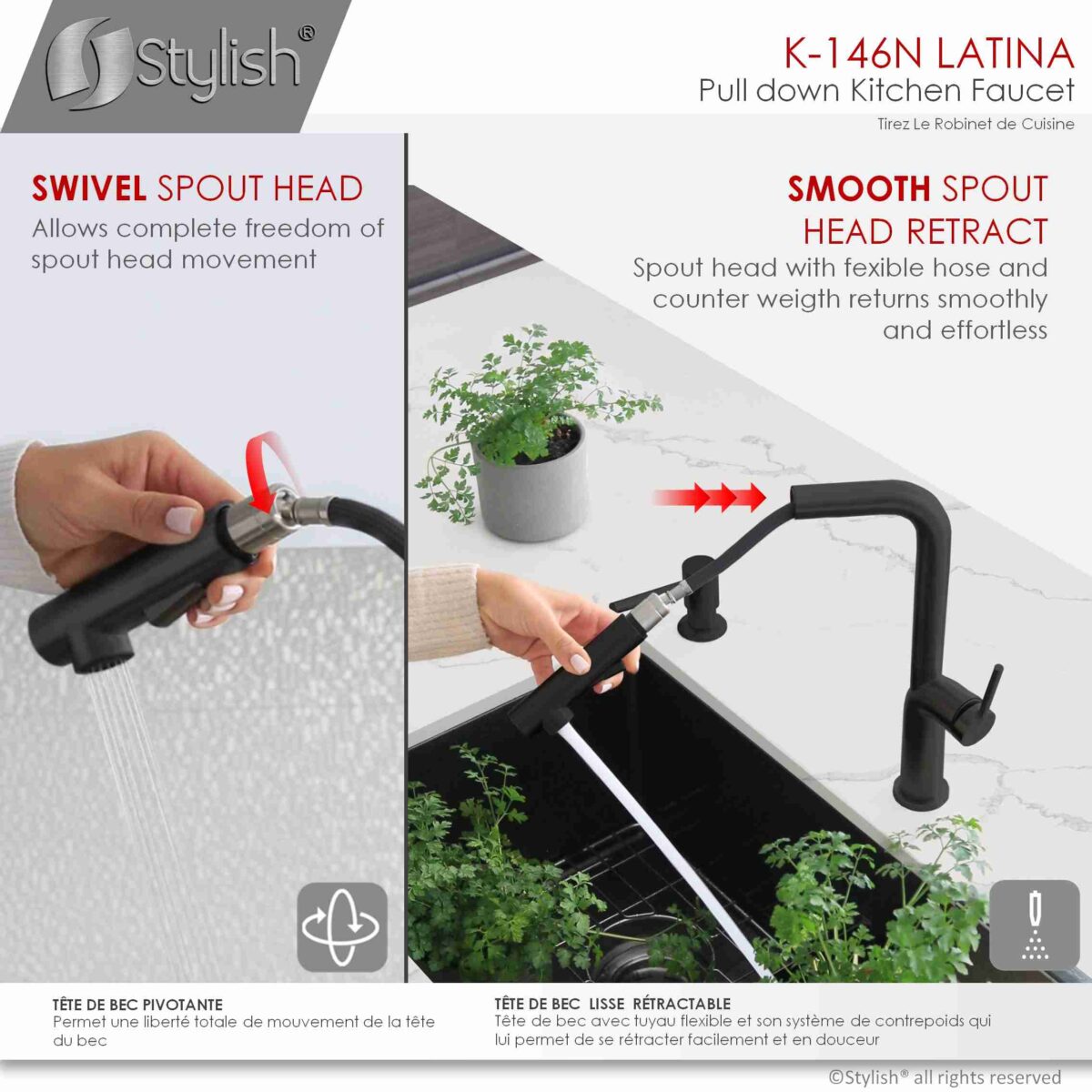 STYLISH K-146N LATINA Kitchen Sink Faucet - Image 6