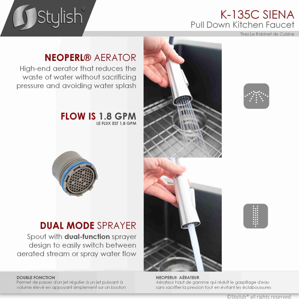 STYLISH K-135C SIENA Kitchen Sink Faucet - Image 5