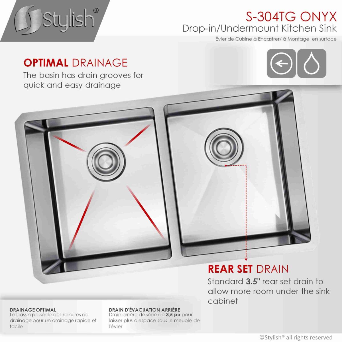 STYLISH S-304TG ONYX 30-inch Undermount Kitchen Sink - Image 5