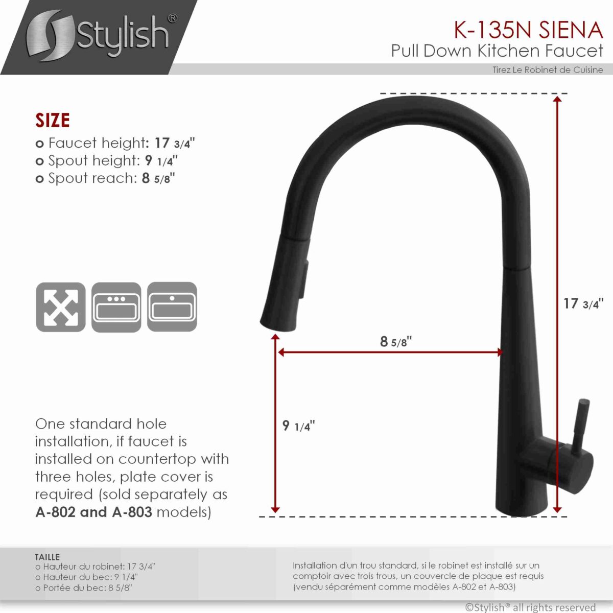 STYLISH K-135N SIENA Kitchen Sink Faucet - Image 4