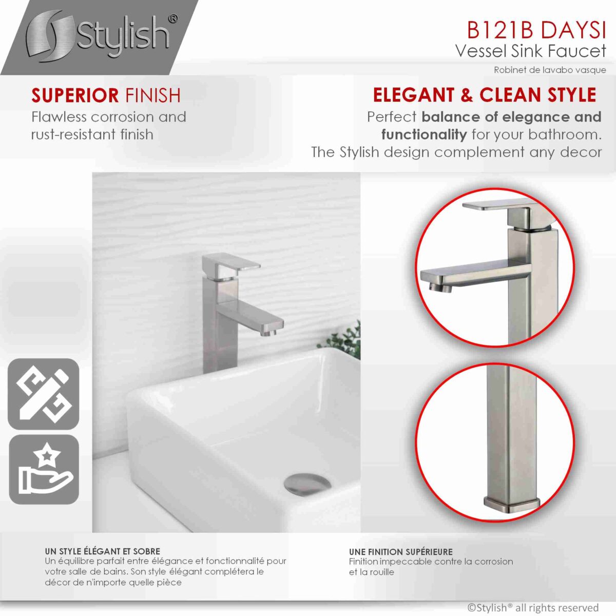 STYLISH B-121B DAYSI One-Handle Vessel Bathroom Faucet - Image 3
