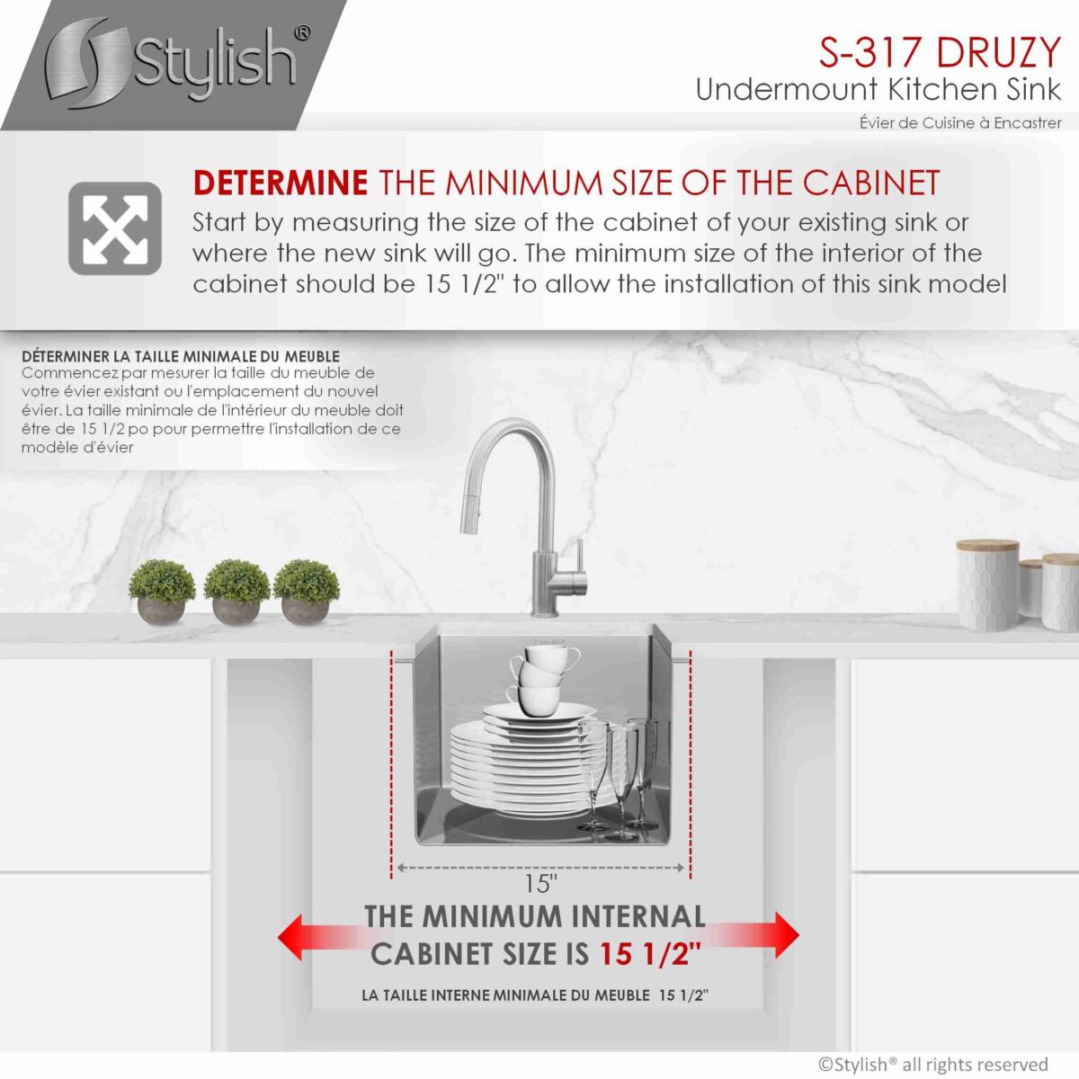 STYLISH S-317G DRUZY 15-inch Undermount Kitchen Sink - Image 9