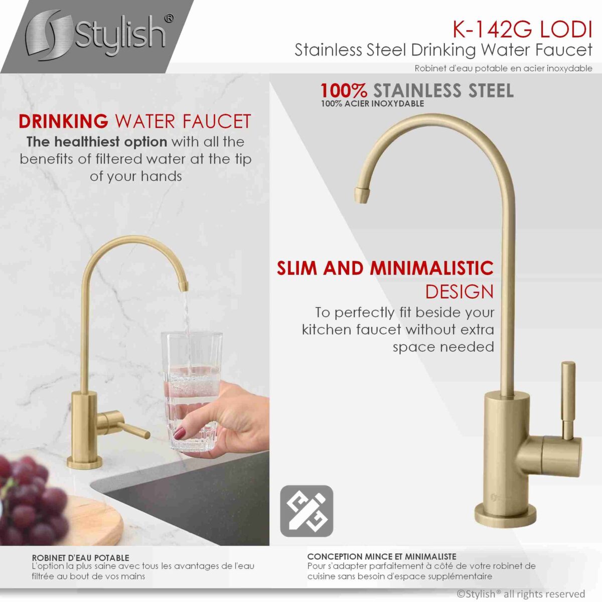 STYLISH K-142G LODI Kitchen Sink Drinking Water Tap Faucet - Image 5