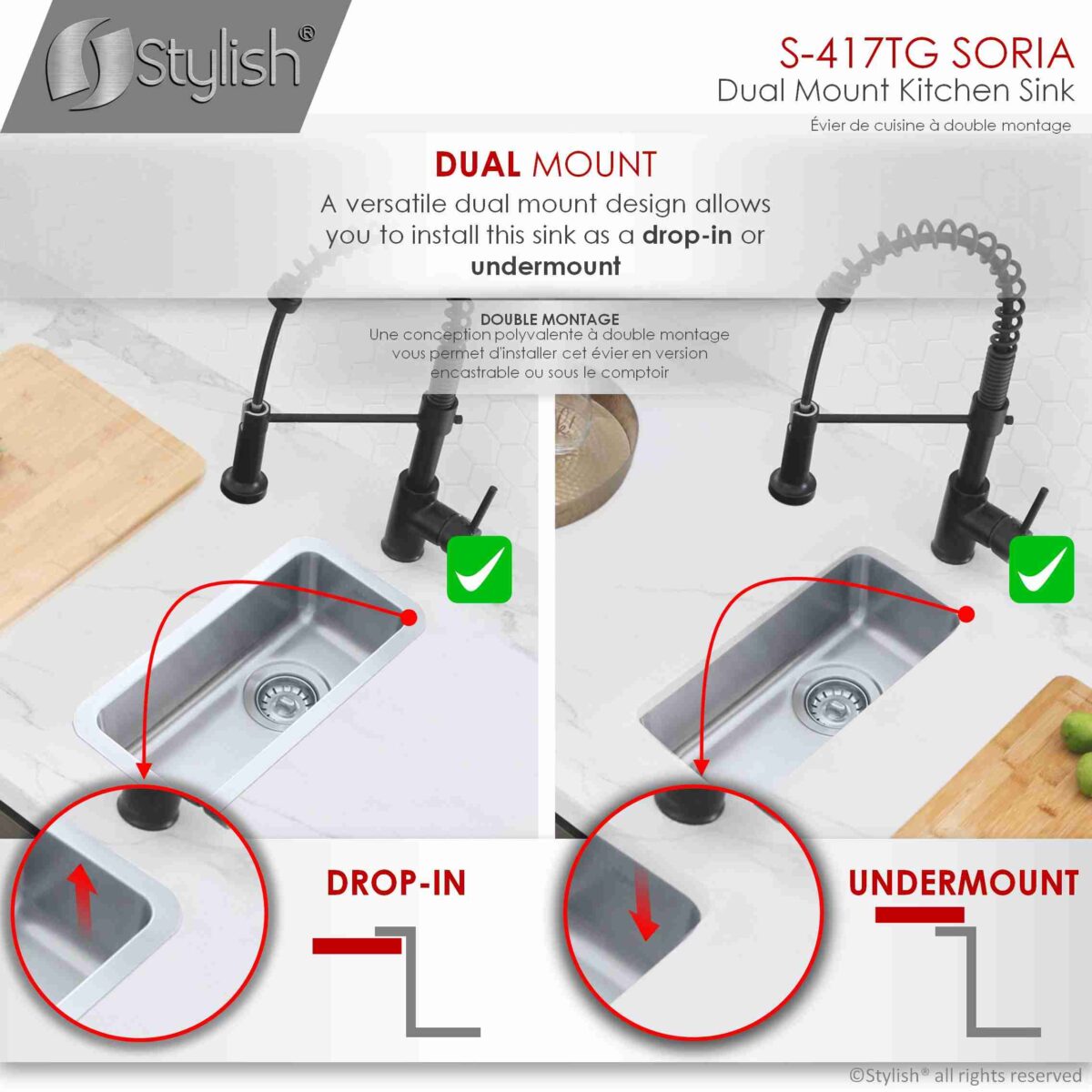 STYLISH S-417TG 9-inch Undermount Bar Kitchen Sink - Image 10