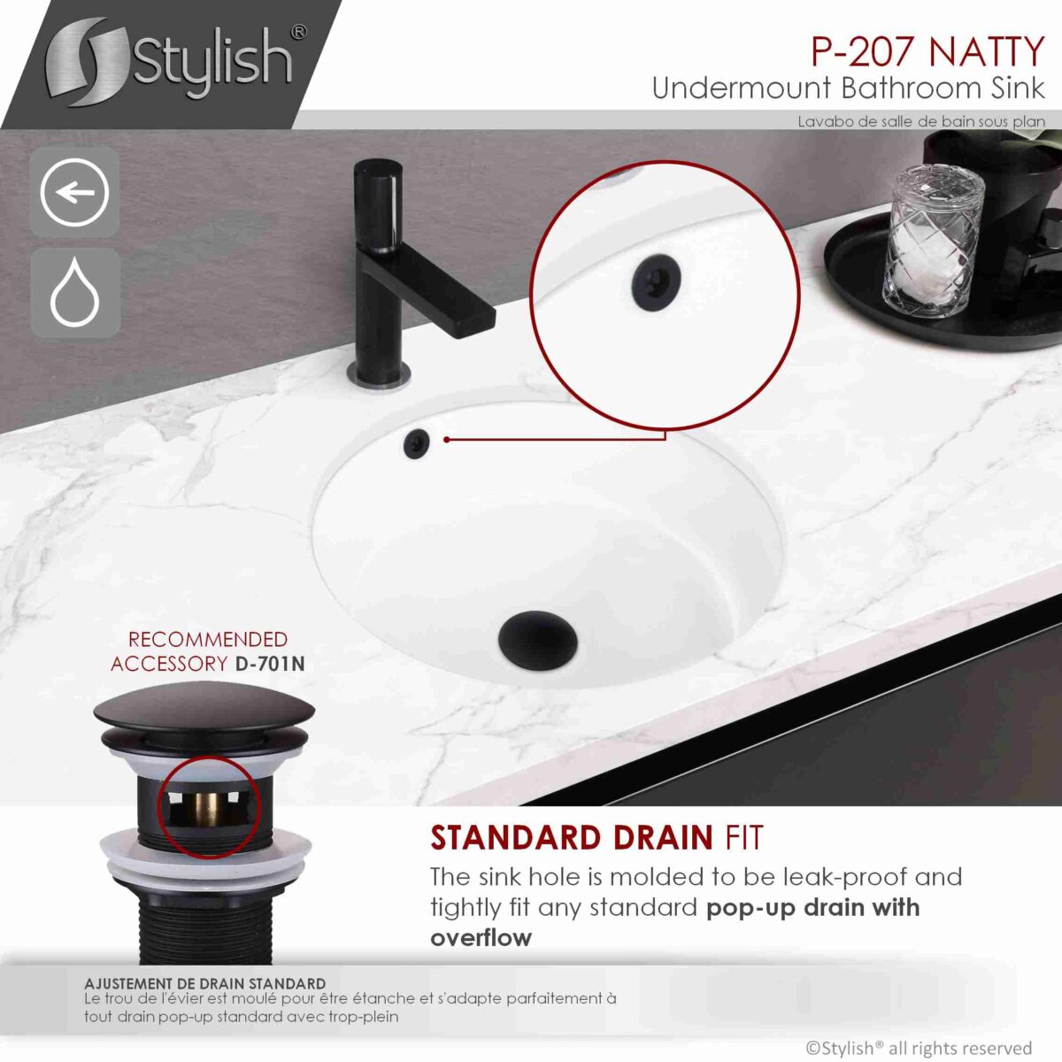 STYLISH P-207 NATTY 16-inch Undermount Bathroom Sink - Image 5