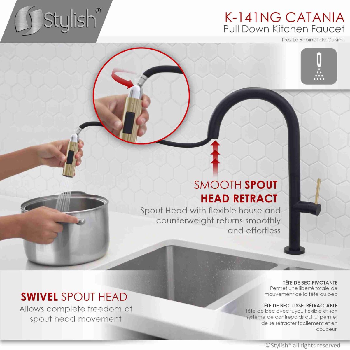 STYLISH K-141NG CATANIA Kitchen Sink Faucet - Image 6