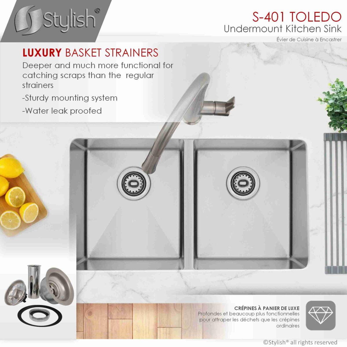 STYLISH S-401G TOLEDO 31-inch Undermount Kitchen Sink - Image 6