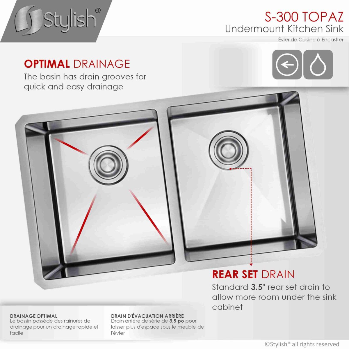STYLISH S-300XG TOPAZ 28-inch Undermount Kitchen Sink - Image 5