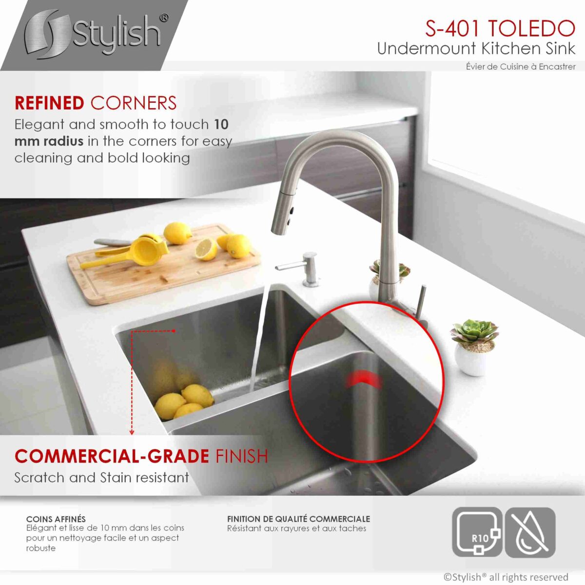 STYLISH S-401G TOLEDO 31-inch Undermount Kitchen Sink - Image 4