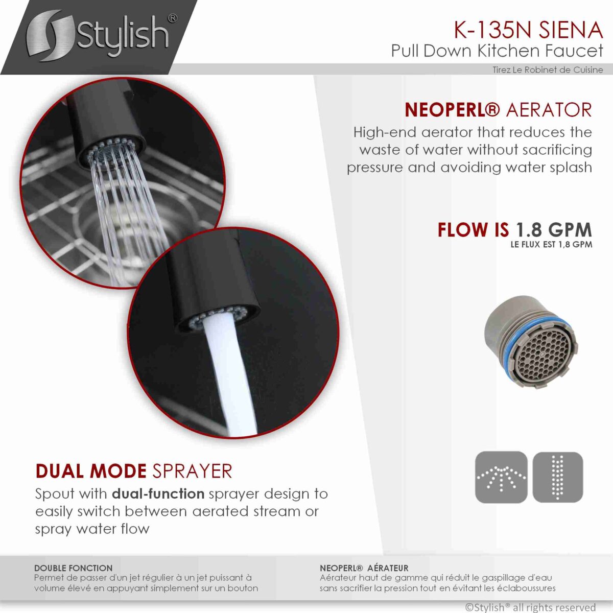 STYLISH K-135N SIENA Kitchen Sink Faucet - Image 5