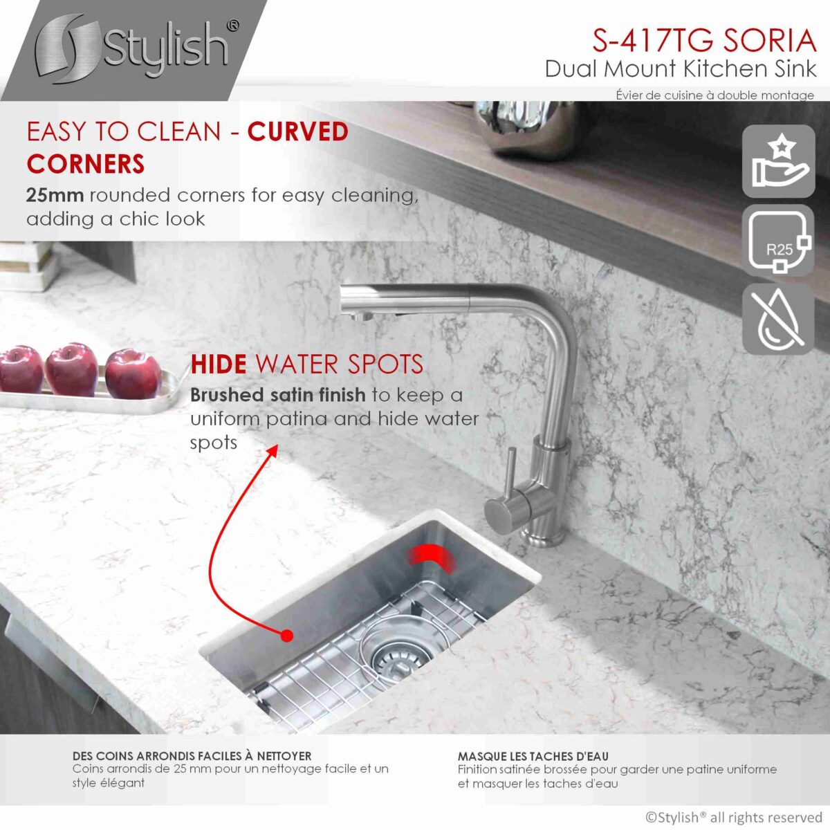STYLISH S-417TG 9-inch Undermount Bar Kitchen Sink - Image 4
