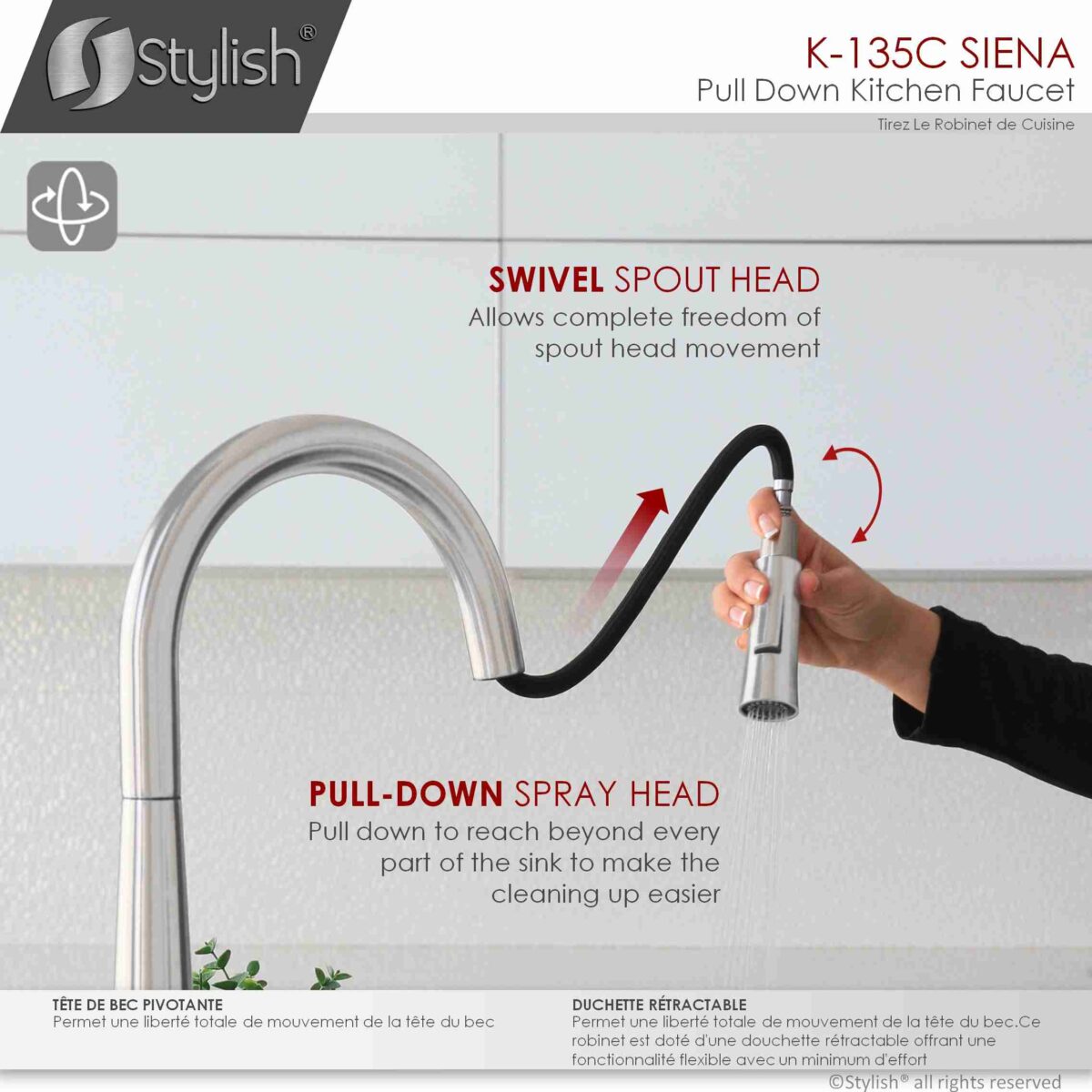STYLISH K-135C SIENA Kitchen Sink Faucet - Image 11
