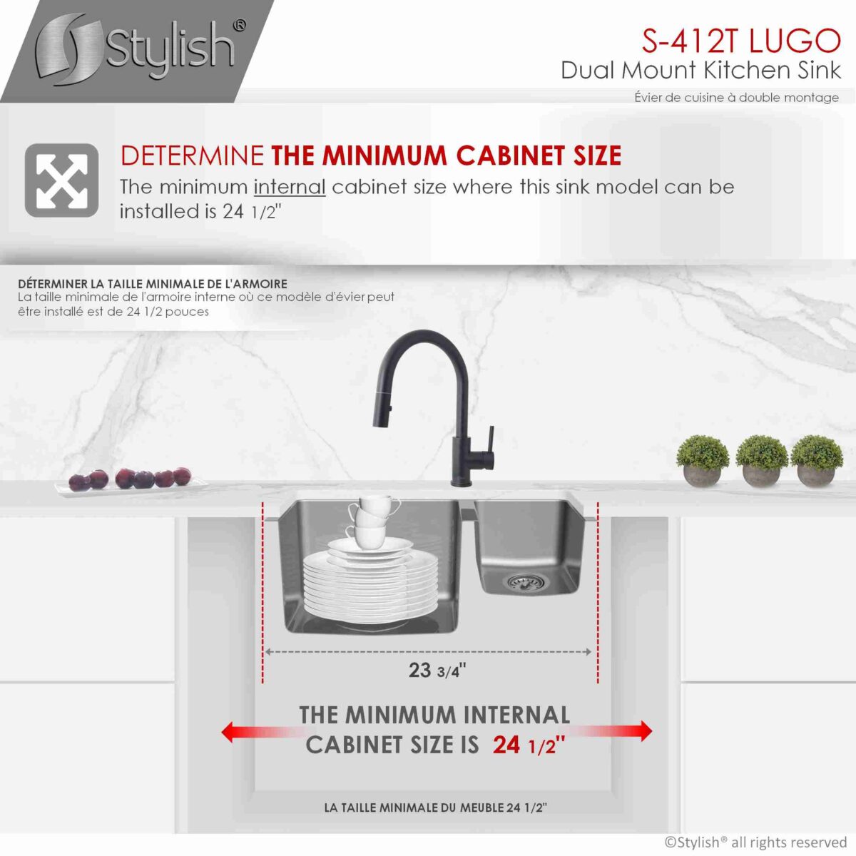 STYLISH S-412T 23-inch Double Bowl Undermount Kitchen Sink - Image 8