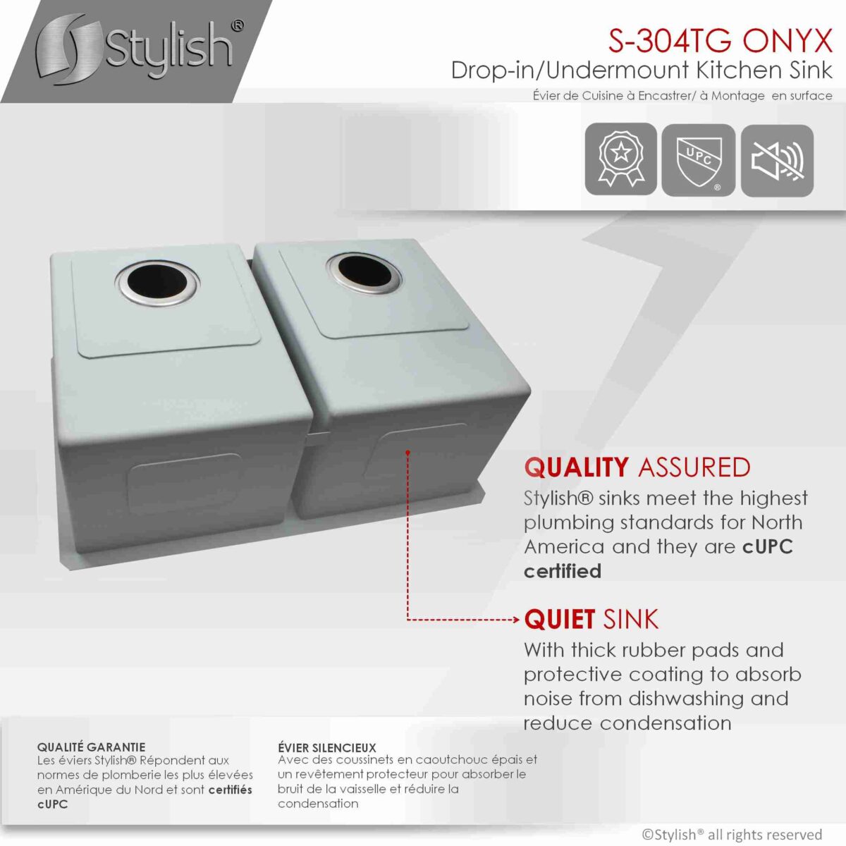 STYLISH S-304TG ONYX 30-inch Undermount Kitchen Sink - Image 3