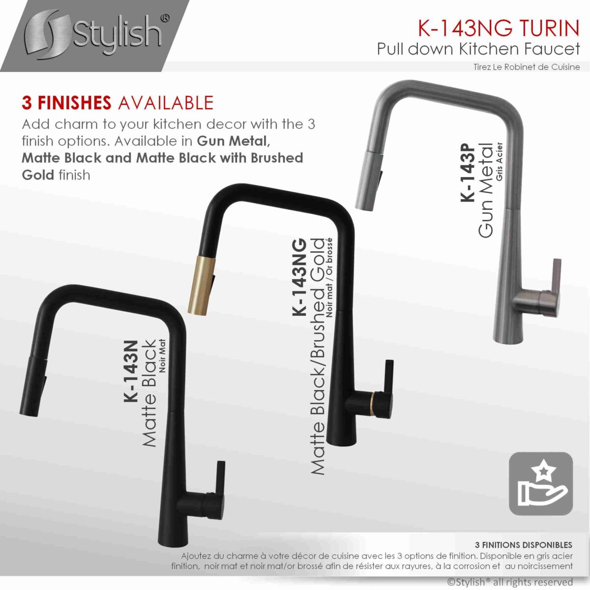 STYLISH K-143NG TURIN Kitchen Sink Faucet - Image 9