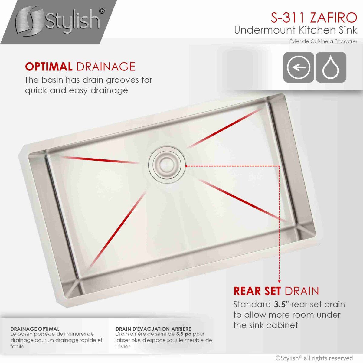 STYLISH S-311XG ZAFIRO 30-inch Undermount Kitchen Sink - Image 5