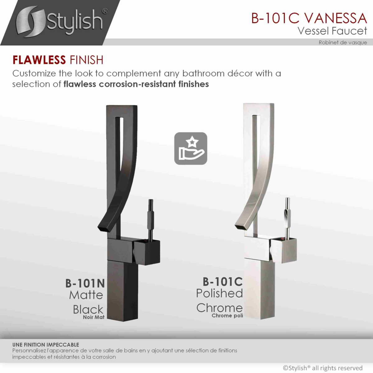 STYLISH B-101C VANESSA Single Handle Bathroom Faucet - Image 9