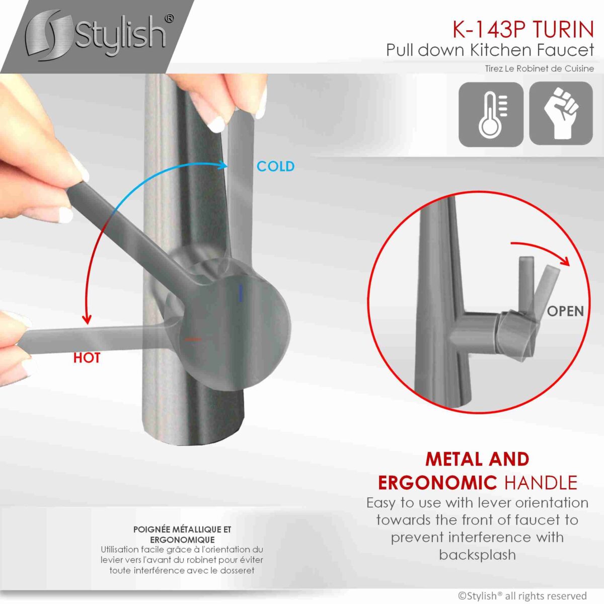 STYLISH K-143P TURIN Kitchen Sink Faucet - Image 7