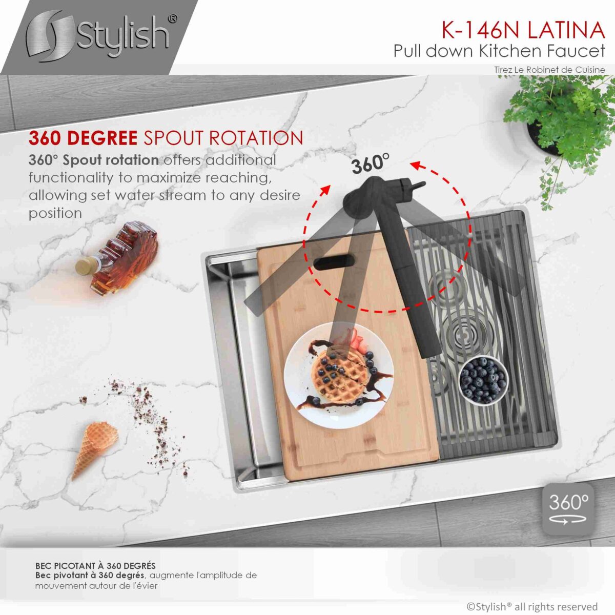 STYLISH K-146N LATINA Kitchen Sink Faucet - Image 3