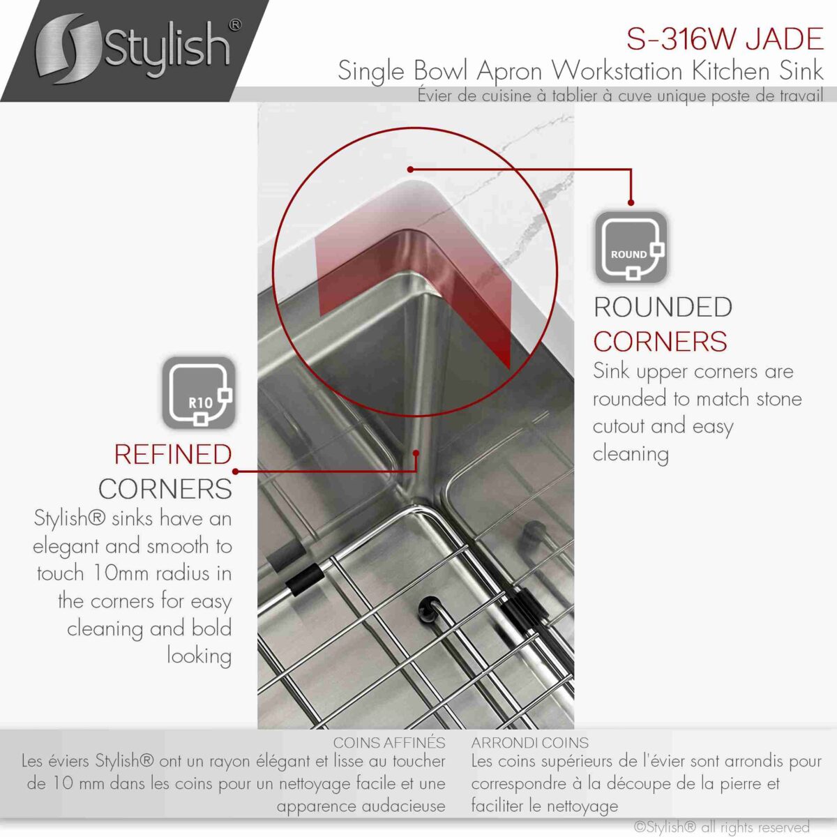 STYLISH S-316W JADE 30-inch Apron Kitchen Sink - Image 6