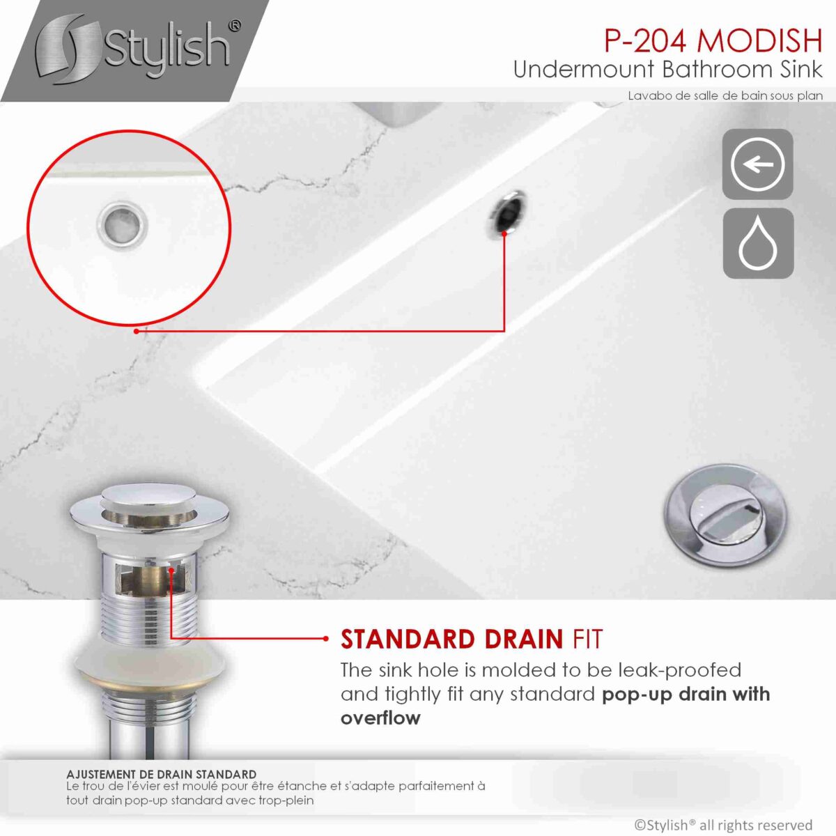 STYLISH P-204 MODISH 20-inch Undermount Bathroom Sink - Image 5