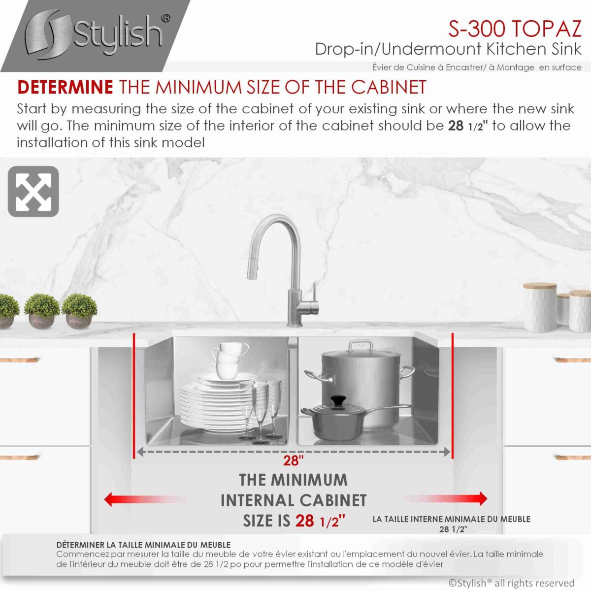STYLISH S-300XG TOPAZ 28-inch Undermount Kitchen Sink - Image 10
