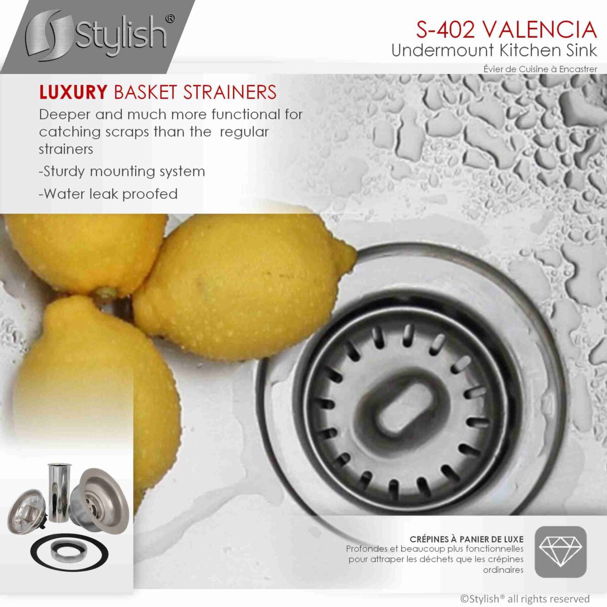 STYLISH S-402 VALENCIA 31-inch Undermount Kitchen Sink - Image 6