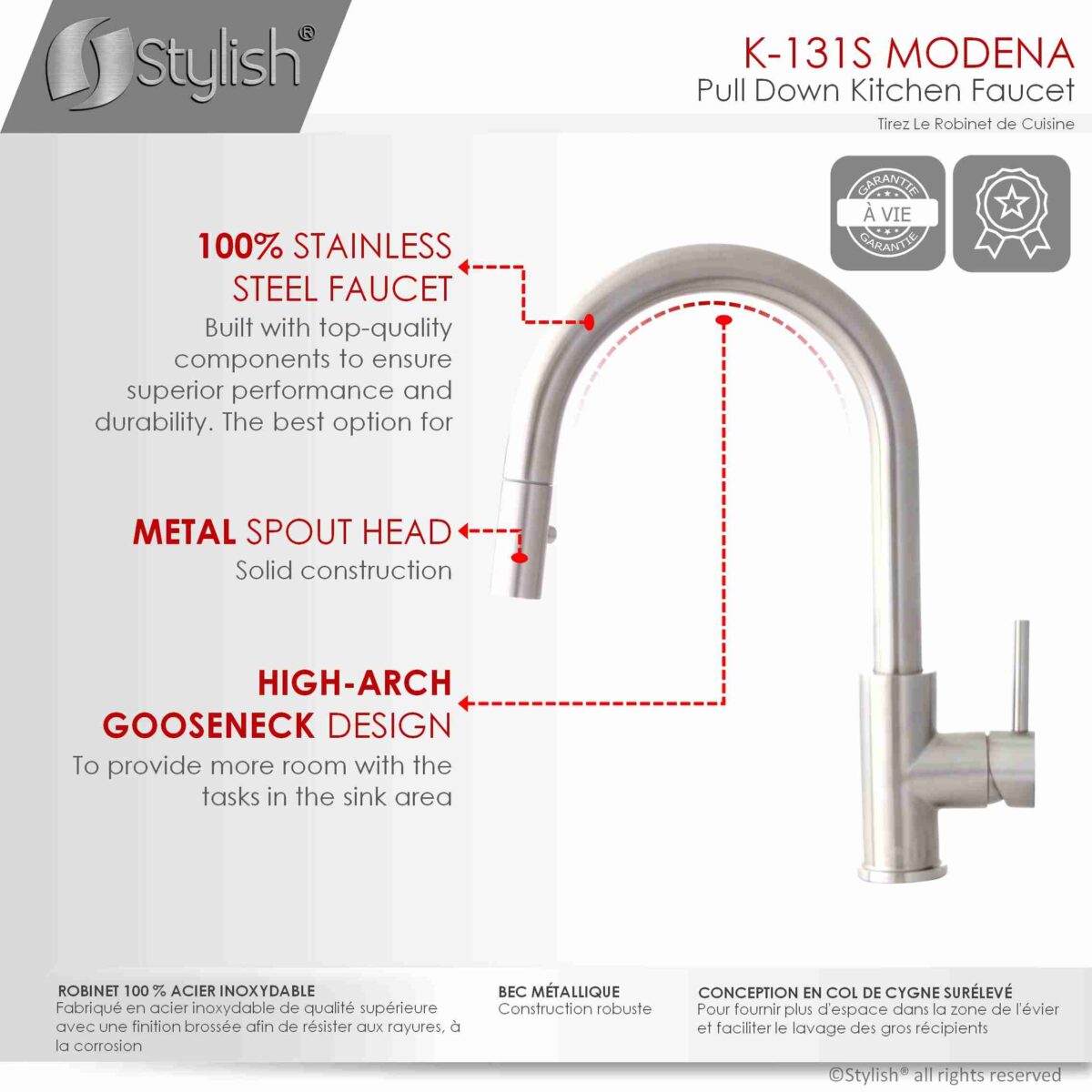 STYLISH K-131S Kitchen Sink Faucet - Image 8