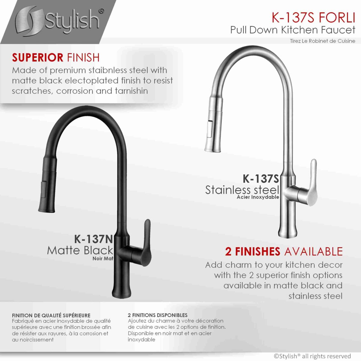 STYLISH K-137S Kitchen Sink Faucet - Image 9
