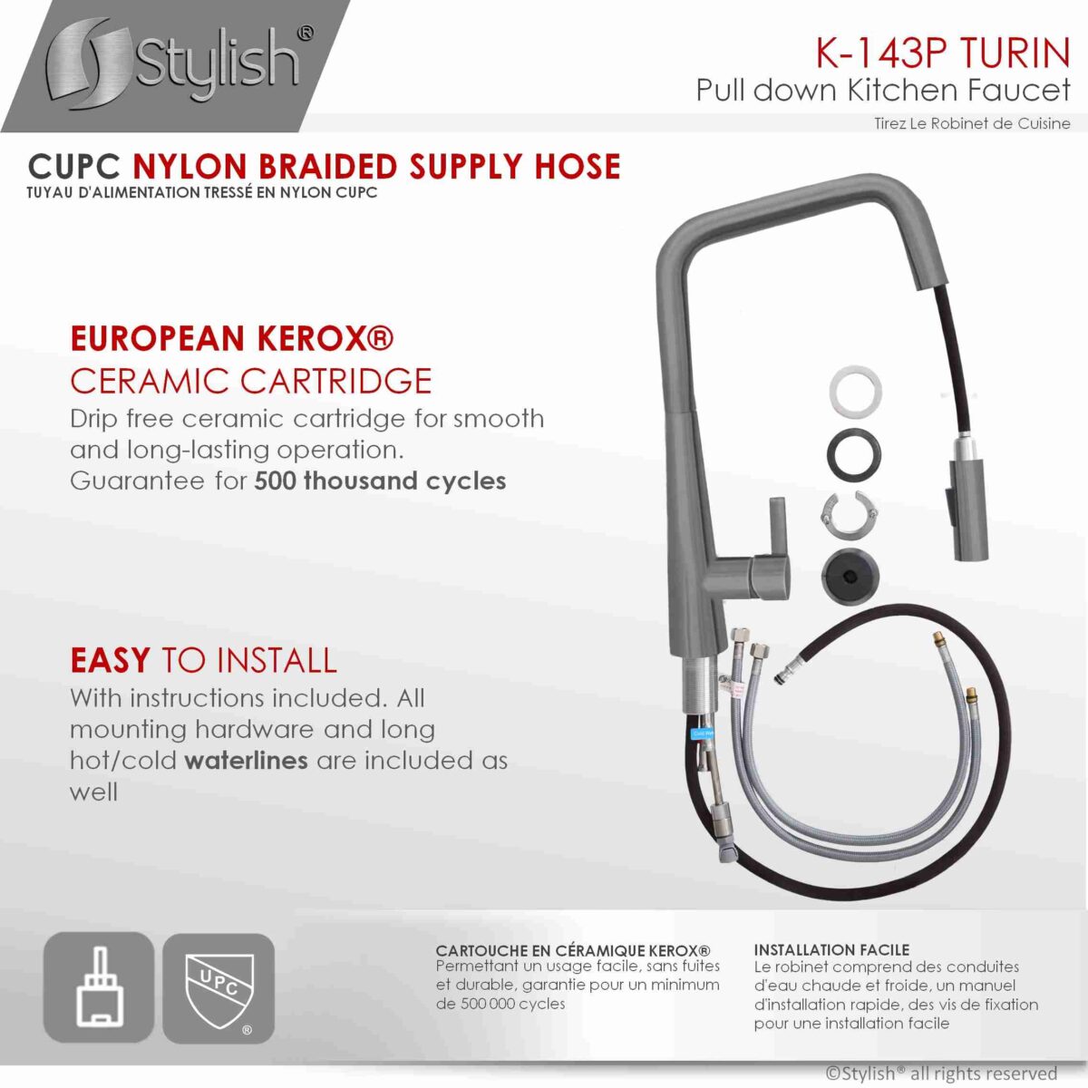 STYLISH K-143P TURIN Kitchen Sink Faucet - Image 10