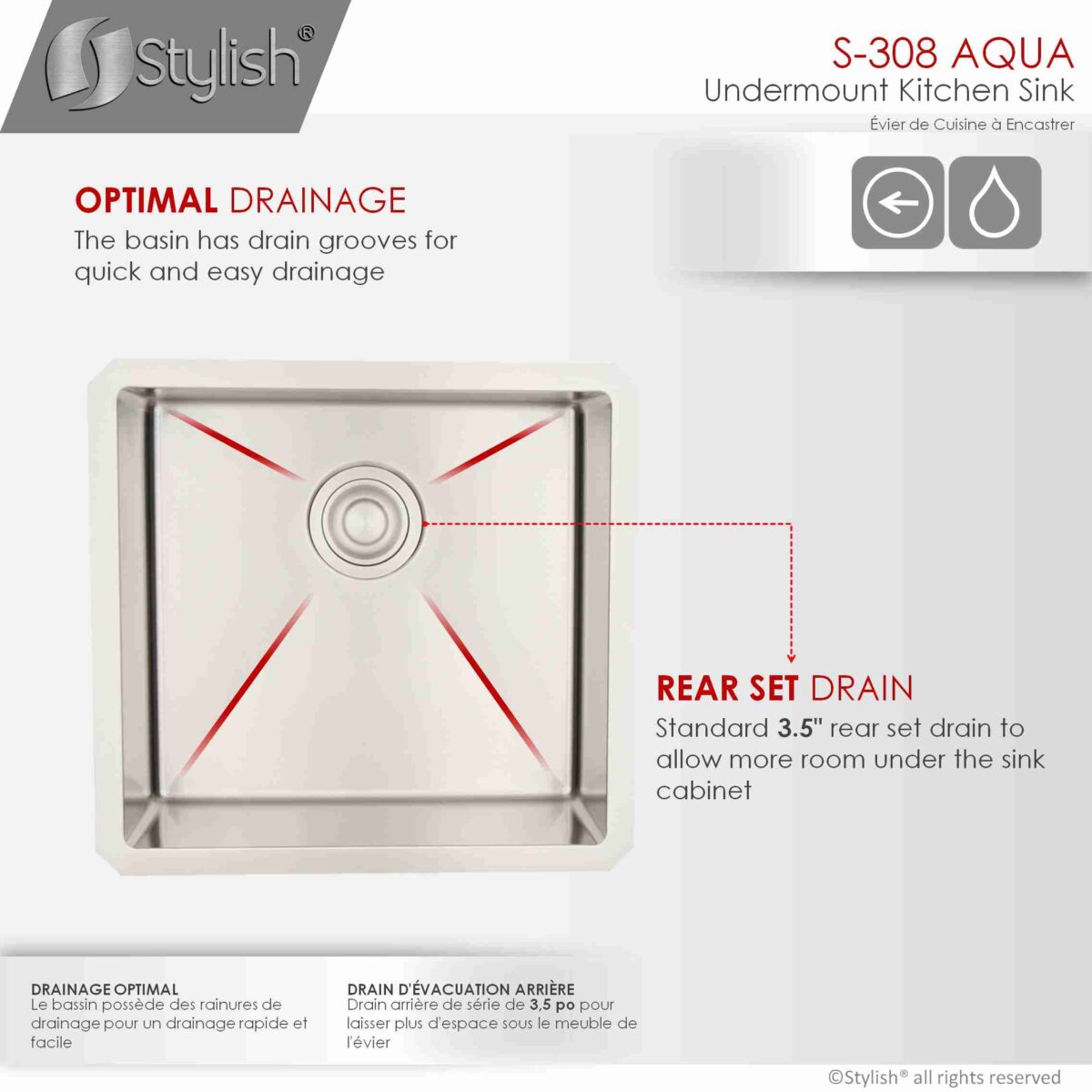 STYLISH S-308XG AQUA 19-inch Undermount Kitchen Sink - Image 5