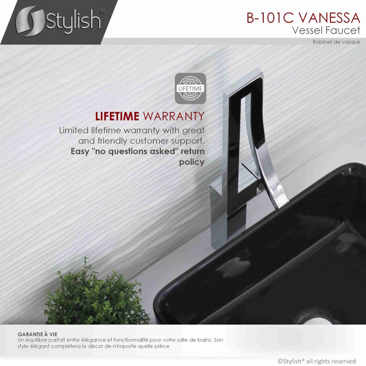 STYLISH B-101C VANESSA Single Handle Bathroom Faucet - Image 7