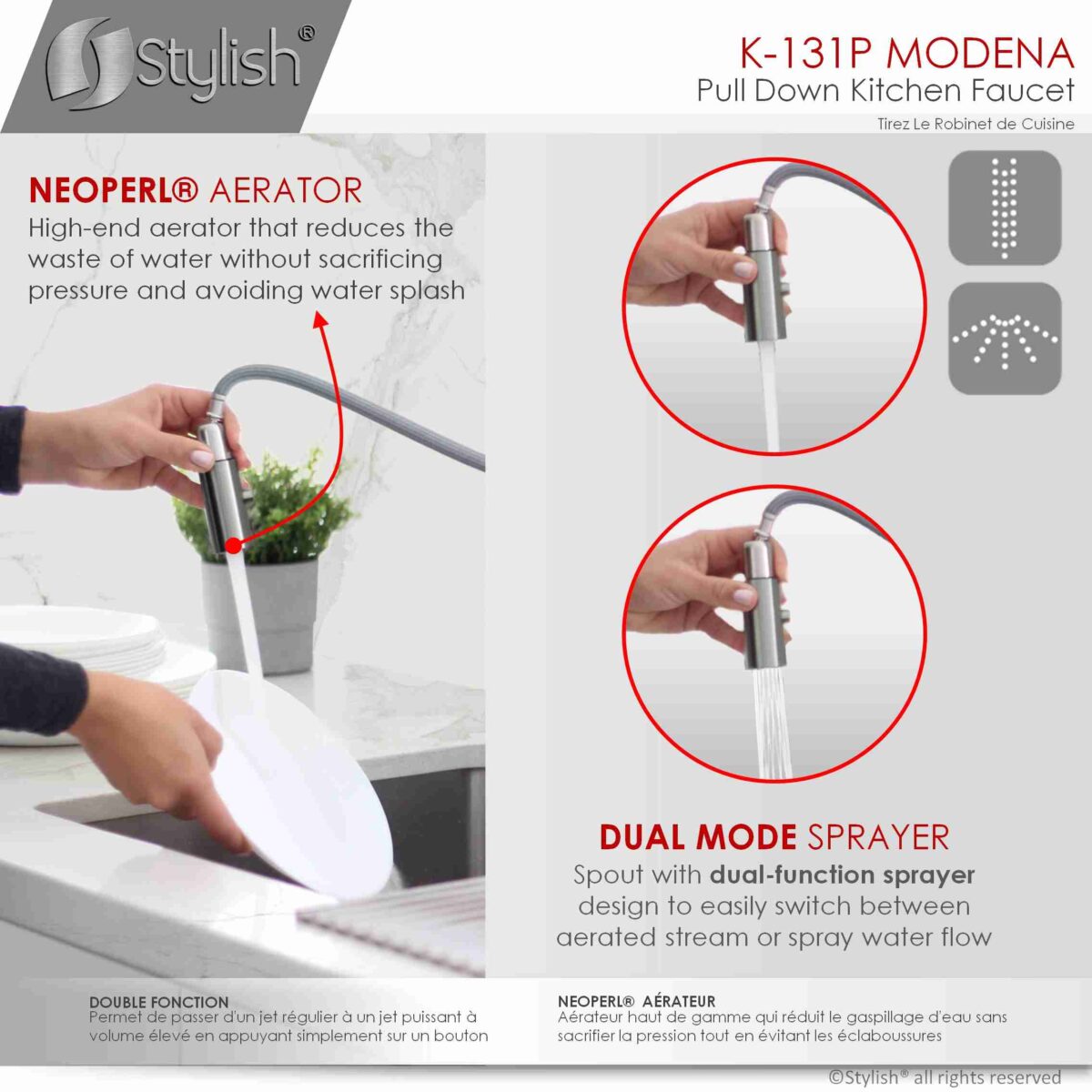 STYLISH K-131P MODENA Kitchen Sink Faucet - Image 5