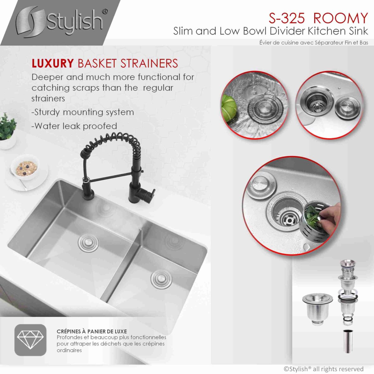 STYLISH S-325XG ROOMY 32-inch Undermount Kitchen Sink - Image 7