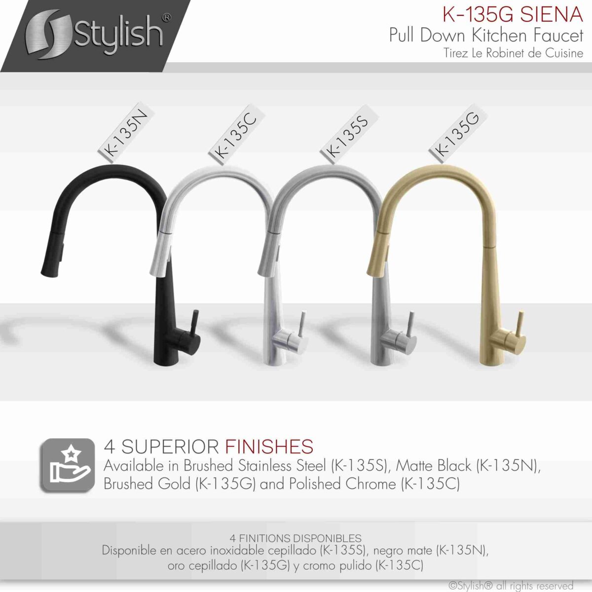STYLISH K-135G SIENA Kitchen Sink Faucet - Image 9