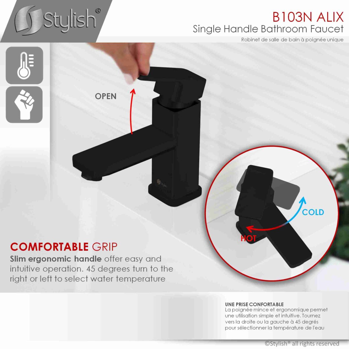 STYLISH B-103N Single Handle Bathroom Faucet - Image 5