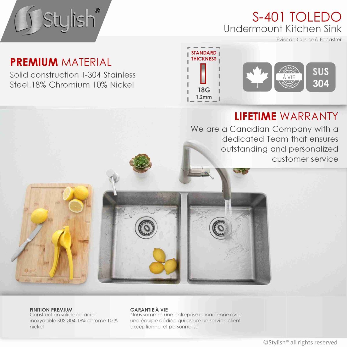 STYLISH S-401G TOLEDO 31-inch Undermount Kitchen Sink - Image 10