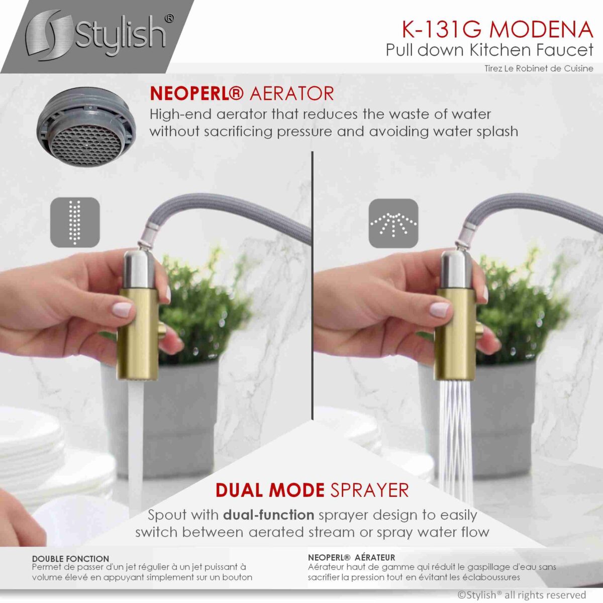 STYLISH K-131G MODENA Kitchen Sink Faucet - Image 5